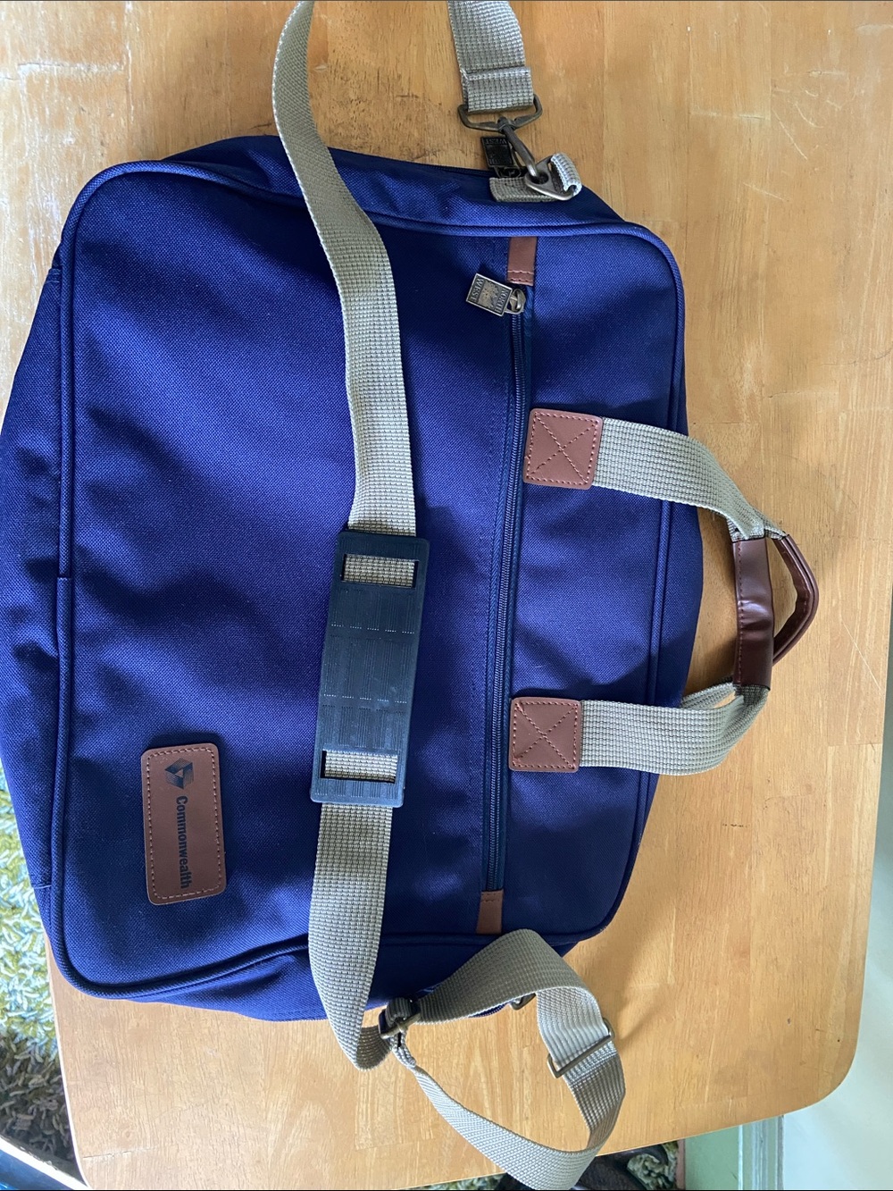 Leed’s Classic canvas Navy Men's laptop brief bag with Shoulder Strap. New